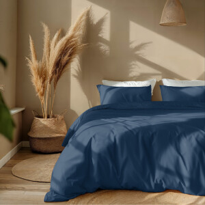Dekbedovertrek Percale - Tweepersoons (200x200 cm) - Navy Percale katoen - Dessin: Effen - Presence - Dekbed-Discounter.nl
