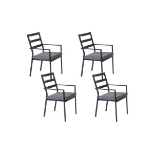 Cadiz dining tuinstoel set van 4 stapelbaar | aluminium | antraciet