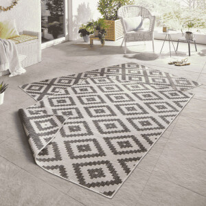 Dubbelzijdig Buitenkleed Malta - Grijs/Creme maat: 250x80cm - materiaal: Polypropyleen - Dekbed-Discounter.nl