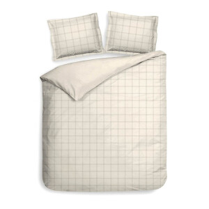 Dekbedovertrek Katoen - Lits-Jumeaux (240x220 cm) - Off-white Katoen-satijn - Dessin: Ruiten - Heckett Lane - Dekbed-Discounter.nl