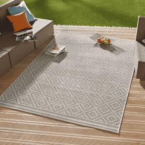 Buitenkleed Raute - Grijs/Creme maat: 200x140cm - materiaal: Polypropyleen - Dekbed-Discounter.nl