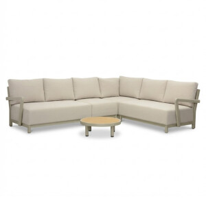 Amalfi hoek loungeset 6 personen incl. tafel 70cm | aluminium + polywood | beige | 5-delig
