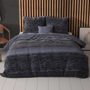 Dekbedovertrek Pablo - Lits-Jumeaux (240x220 cm) - Zwart Polyester-katoen - Dessin: Strepen, Romantisch - Sleeptime Elegance - Dekbed-Discounter.nl