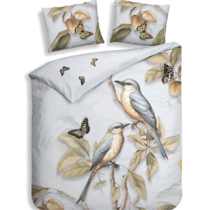 Dekbedovertrek Daina - Lits-Jumeaux (240x220 cm) - Blauw Katoen-satijn - Dessin: Dieren - Heckett Lane - Dekbed-Discounter.nl