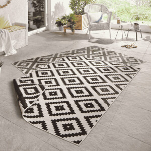 Dubbelzijdig Buitenkleed Malta - Zwart/Creme maat: 340x240cm - materiaal: Polypropyleen - Dekbed-Discounter.nl