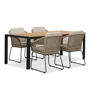 Manchester/Tulum Sahara Dust dining tuinset | 4 personen | polywood + touw | 205cm
