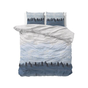 Dekbedovertrek Winter Forest Dekbedovertrek - Lits-Jumeaux (240x220 cm) - Wit & Blauw Polyester-katoen - Dessin: Romantisch, Natuur - Sleeptime