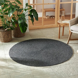 Rond Buitenkleed Trenzado - Donkergrijs maat: xcm - materiaal: Polypropyleen - Dekbed-Discounter.nl