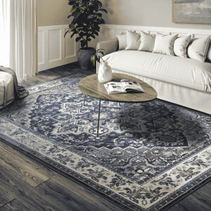 Vloerkleed Jehanne - Creme/Blauw maat: 240x80cm - materiaal: Polypropyleen - Dekbed-Discounter.nl