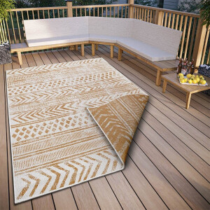 Dubbelzijdig Buitenkleed Biri - Beige/Wit maat: 170x120cm - materiaal: Polypropyleen - Dekbed-Discounter.nl