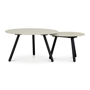 Telissa koffietafel set van 2 | sintered stone + aluminium | Marble Latte/antraciet