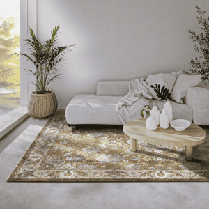 Vloerkleed Egon - Goud/Beige maat: 265x200cm - materiaal: Polypropyleen - Dekbed-Discounter.nl