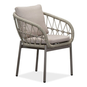 Dakota dining tuinstoel | touw + aluminium | beige