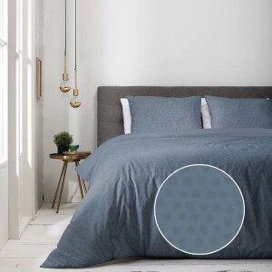 Dekbedovertrek Luna Embossed Dots - Eenpersoons (140x220 cm) - Blauw Microvezel - Dessin: Stippen - Luna Bedding - Dekbed-Discounter.nl