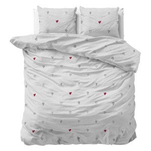 Dekbedovertrek Heartless - Lits-Jumeaux (240x220 cm) - Wit Polyester-katoen - Dessin: Patroon - Sleeptime Elegance - Dekbed-Discounter.nl