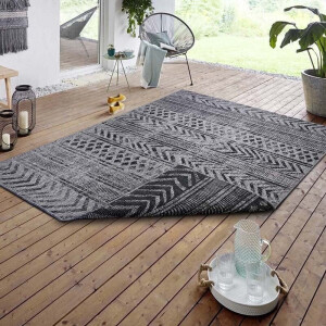 Dubbelzijdig Buitenkleed Biri - Grijs maat: 150x80cm - materiaal: Polypropyleen - Dekbed-Discounter.nl