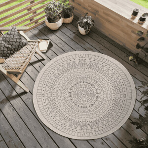 Dubbelzijdig Buitenkleed Porto Rond - Beige/Creme maat: xcm - materiaal: Polypropyleen - Dekbed-Discounter.nl