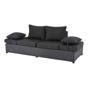 Roma loungebank | wicker | 210x80cm | zwart