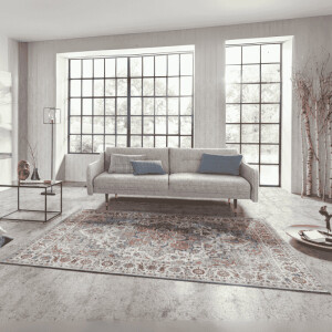 Vintage Vloerkleed Anthea - Creme/Blauw maat: 200x80cm - materiaal: Polypropyleen - Dekbed-Discounter.nl