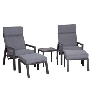 Oregon lounge balkonset - verstelbaar 2 personen | aluminium | antraciet | 5-delig