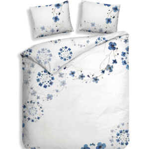 Dekbedovertrek Zoe - Lits-Jumeaux XL (260x200 cm) - Wit Katoen-satijn - Dessin: Bloemen - Heckett Lane - Dekbed-Discounter.nl