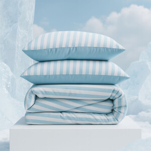 Dekbedovertrek Cooling - Lits-Jumeaux (240x220 cm) - Wit/ Blauw Microvezel - Dessin: Strepen - Zydante - Dekbed-Discounter.nl