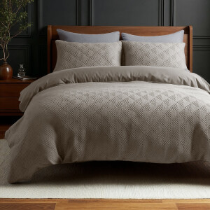 Dekbedovertrek 3D Embossed - Tweepersoons (200x200 cm) - Grijs Microvezel - Dessin: Effen - Sleeptime Elegance - Dekbed-Discounter.nl