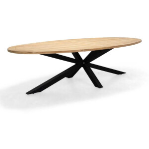 Cleve dining tuintafel 8 personen | teakhout + aluminium | Natural Teak/antraciet | 280cm ovaal