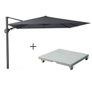 Challenger T² zweefparasol | 300x300cm met Salerno parasolvoet 90kg | antraciet