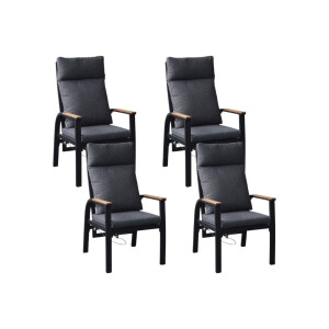 Annecy dining tuinstoel set van 4 | aluminium + teakhout | antraciet