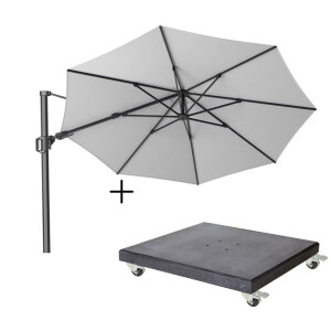 Challenger T² zweefparasol | Ø350cm rond met Modena parasolvoet 90kg | wit