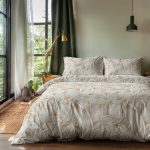 Dekbedovertrek Taupe Stripes - Tweepersoons (200x200 cm) - Taupe Microvezel - Dessin: Natuur - Zydante - Dekbed-Discounter.nl