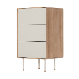 Fina drawer houten ladekast whitewash - mushroom linoleum - 60 x 100 cm