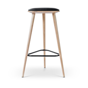 Finn houten barkruk whitewash met zitkussen - 78 cm