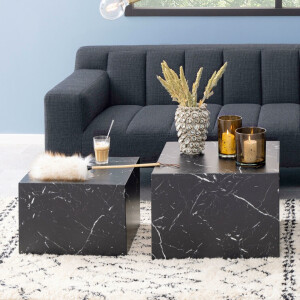 Bendt Salontafel 'Flavian' Set van 2 stuks, Marmerlook, kleur Zwart