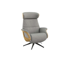 FLEXLUX Relaxfauteuil Clement praktische elektrische fauteuil Maat M, elektrische rug- en voetensteun, accu, armleuning Eiken, aluminium voet