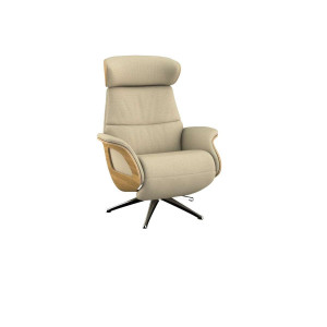 FLEXLUX Relaxfauteuil Clement praktische elektrische fauteuil Maat M, elektrische rug- en voetensteun, accu, armleuning Eiken, aluminium voet