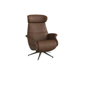 FLEXLUX Relaxfauteuil Clement praktische elektrische fauteuil Maat M, elektrische rug- en voetensteun, accu, armleuning Walnoot, aluminium voet