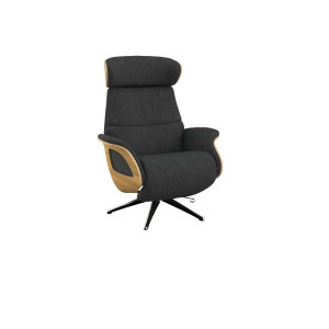 FLEXLUX Relaxfauteuil Clement praktische elektrische fauteuil Maat M, elektrische rug- en voetensteun, accu, armleuning Eiken, aluminium voet