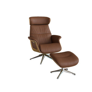 FLEXLUX Relaxfauteuil Clement Relaxstuhl, Polstersessel, Liegesessel, TV-Sessel, Rugleuning & hoofdsteun verstelbaar, draaibaar, armleuningen Eiken, aluminium voet, M