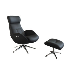 FLEXLUX Relaxfauteuil Relaxchairs Elegant Premium comfort, rug- en hoofdeindeverstelling, draaibaar, voet van aluminium