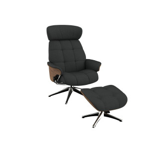 FLEXLUX Relaxfauteuil Relaxchairs Skagen Rug- en hoofdverstelling, voet aluminium, armleuning eiken, draaibaar