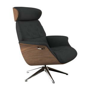 FLEXLUX Relaxfauteuil Relaxchairs Volden Rugleuning & hoofdsteun verstelbaar, draaibaar, armleuningen Walnoot, aluminium voet, M