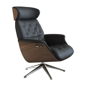 FLEXLUX Relaxfauteuil Relaxchairs Volden Rug- en hoofdverstelling, draaibaar, voet aluminium, armleuning walnoot