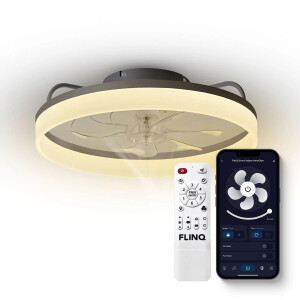 Smart Plafondventilator AeroGlow Met Verlichting - Zwart | Mobiele Airconditioning - Goedkope Koeling In Huis - Dekbed-Discounter.nl