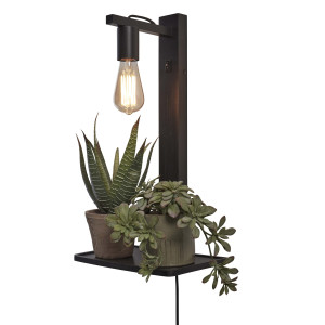 GOOD&MOJO Wandlamp 'Flores' Met plankje, Bamboe, kleur Zwart