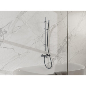 Fortifura Calvi Badkraan - met glijstangset - staafhanddouche - metalen doucheslang - geborsteld gunmetal PVD SW767491/SW766537/SW706207/SW720225