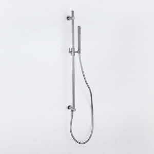 Fortifura Calvi Glijstangset - geïntegreerde wandaansluitbocht - doucheslang glad- staaf handdouche - Geborsteld Gunmetal PVD SW1111532/SW721165///SW766537