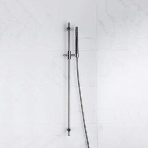 Fortifura Calvi glijstangset met staafhanddouche, metalen doucheslang Geborsteld Gunmetal PVD (antraciet) SW767491/SW766537/SW706207