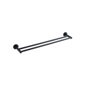Fortifura Calvi Handdoekhouder - dubbel - rond - Mat Zwart SW639934